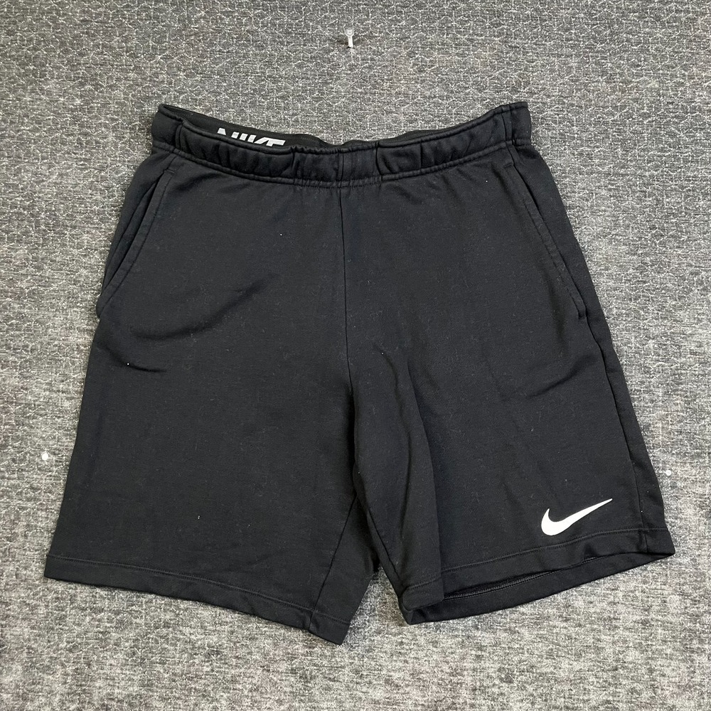 Nike Dri-Fit Sweat Shorts Men's Black Swoosh Training Running Athletic - Medium